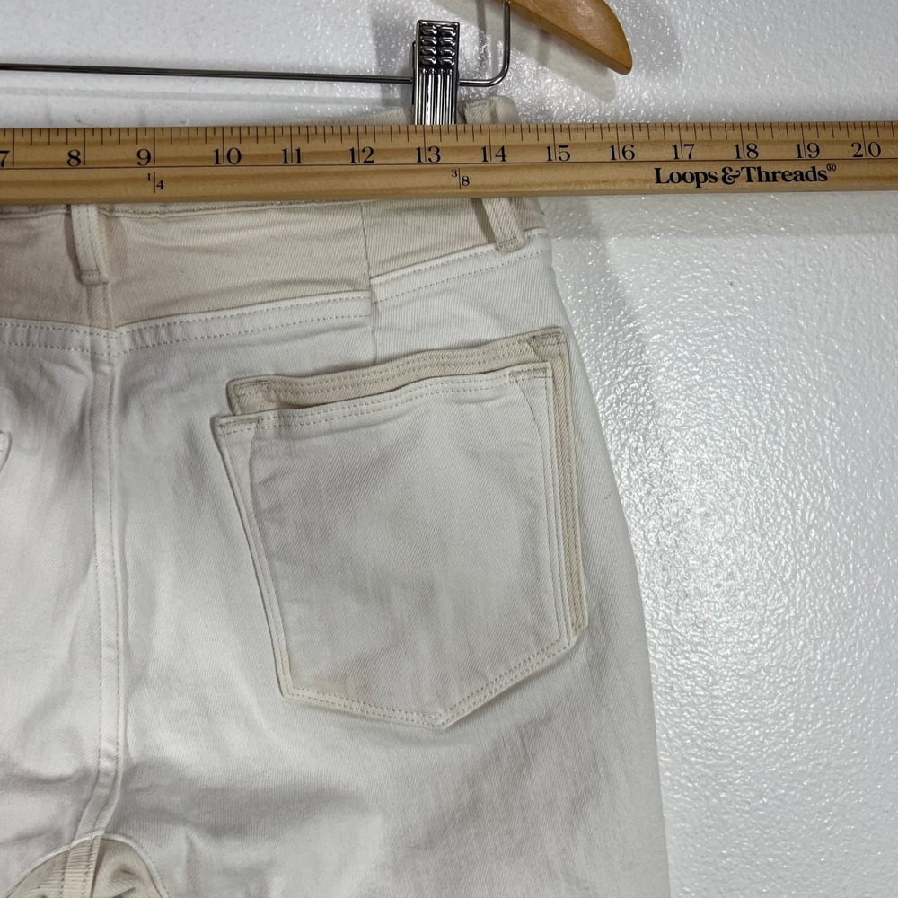 FRAME Le High Straight Crop Jeans Blanc Multi Colorblock Denim Womens‎ 27 Casual - Picture 10 of 12